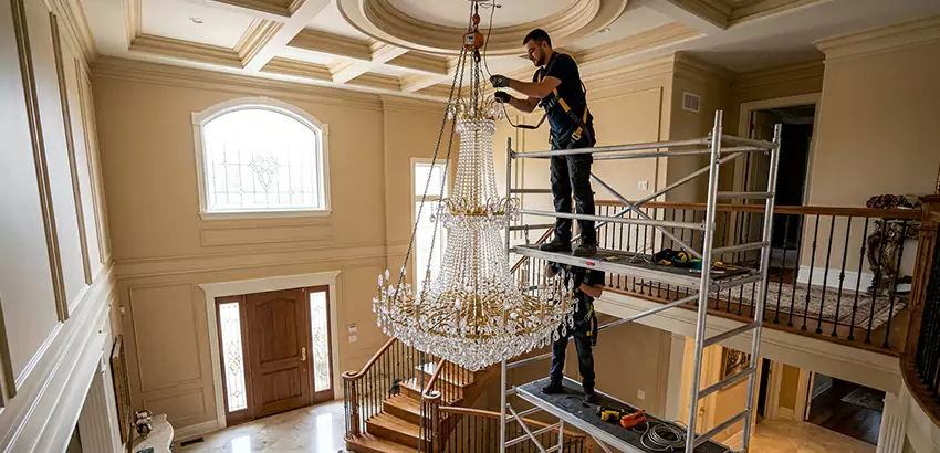 Two-Story Foyer Chandelier Installation in Pasco